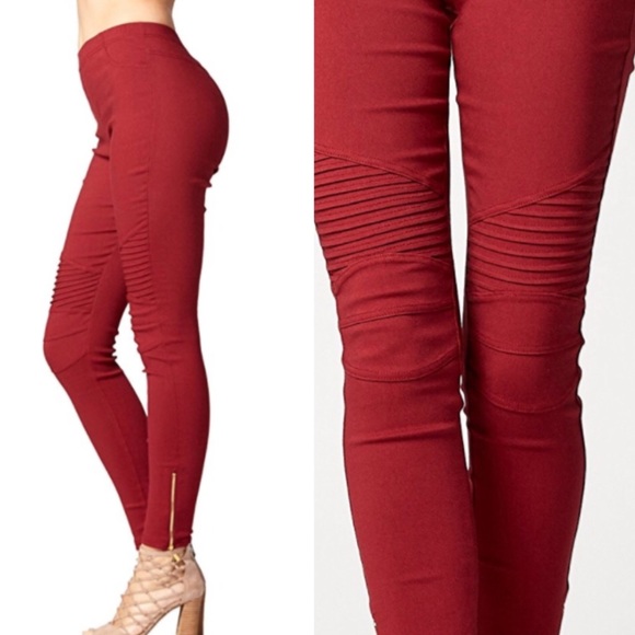 🆕Burgundy Moto jeggings w/ side ankle zip - Picture 2 of 4